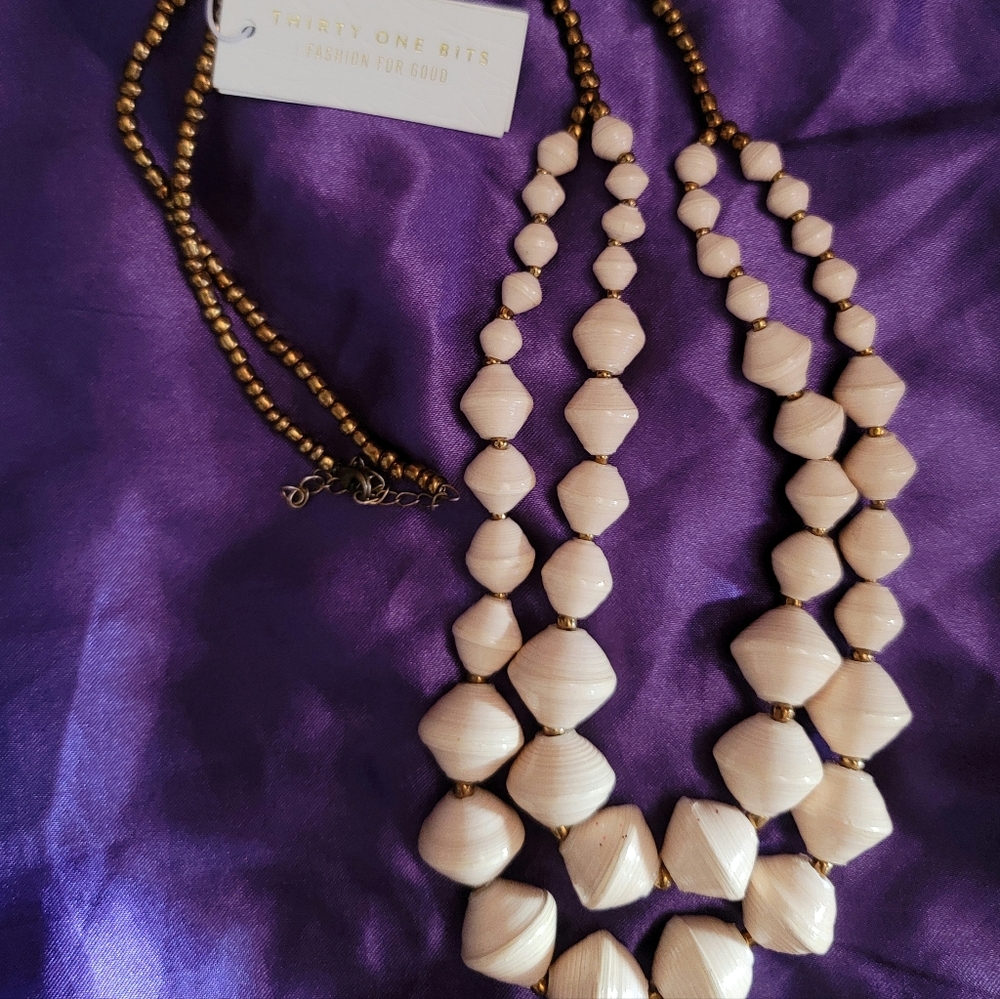 Bronze Gold Creamy White Necklace